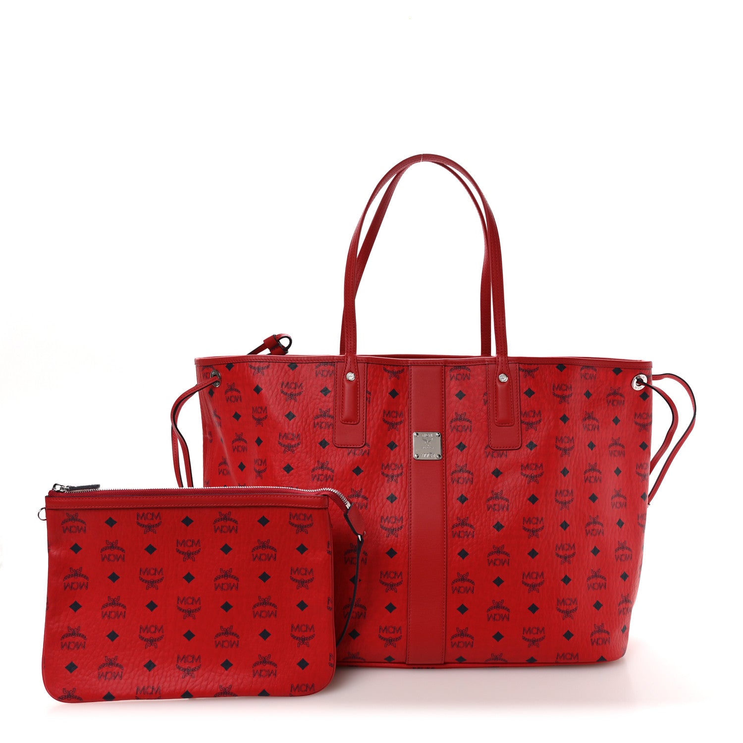 MCM Visetos Large Liz Reversible Shopper Tote Candy Red 2 of 16