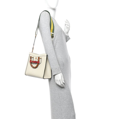 Gucci Textured Dollar Calfskin Web Small Diana Tote Bag Mystic White 2 of 10