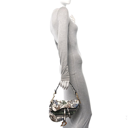 Christian Dior Canvas Toile Mexico Embroidery Saddle Bag White Multicolor 2 of 10