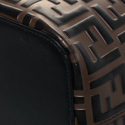 Fendi Vitello Grace F is Fendi Bi-Color FF 1974 Embossed Grande Mon Tresor Bucket Bag Maya Black Fragola 9 of 11