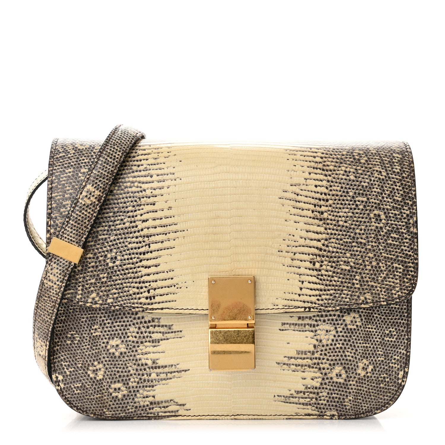 Celine Lizard Medium Classic Box Flap Bag Natural 1 of 10