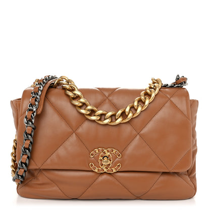 Chanel Lambskin Quilted Large Chanel 19 Flap Brown 1 of 10