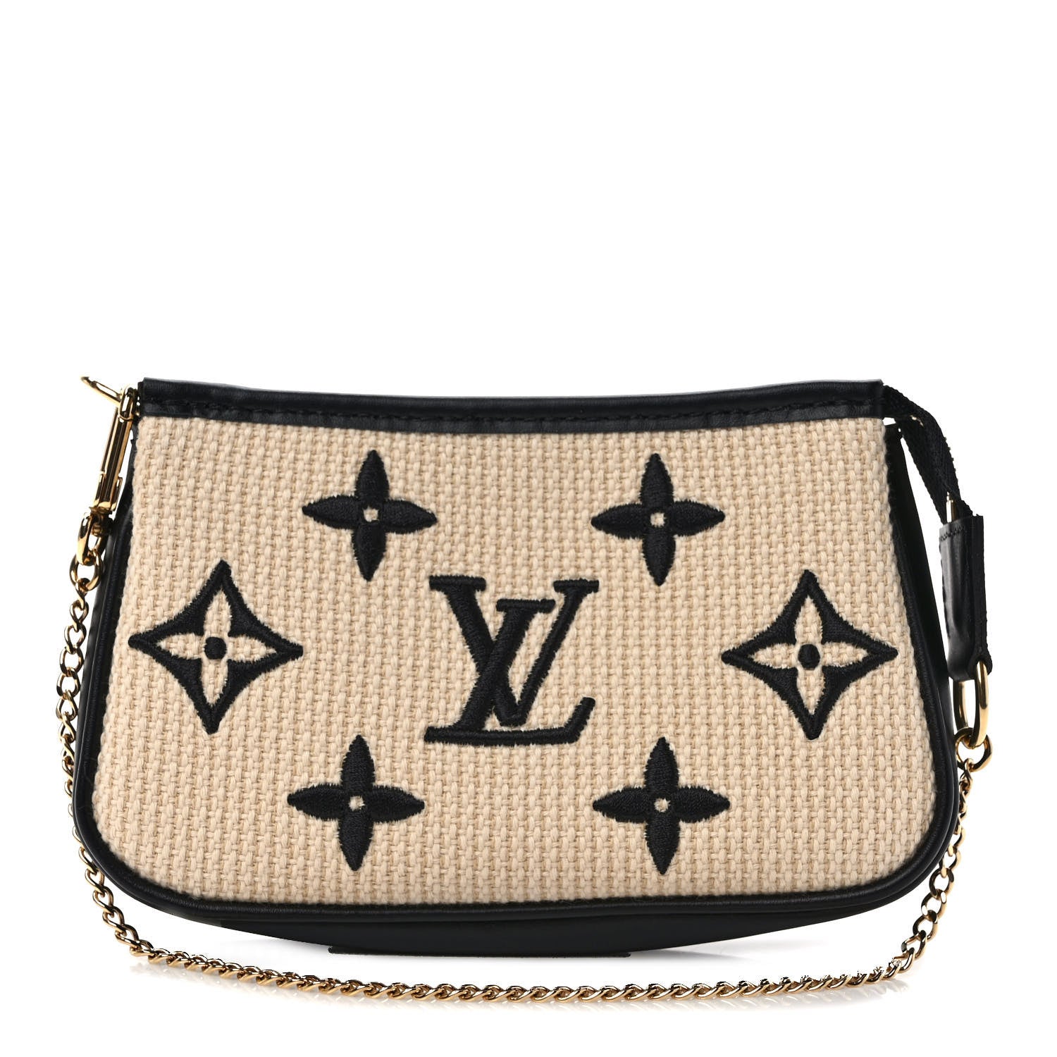 Louis Vuitton Cotton Monogram Giant Mini Pochette Accessories Beige Black 1 of 6