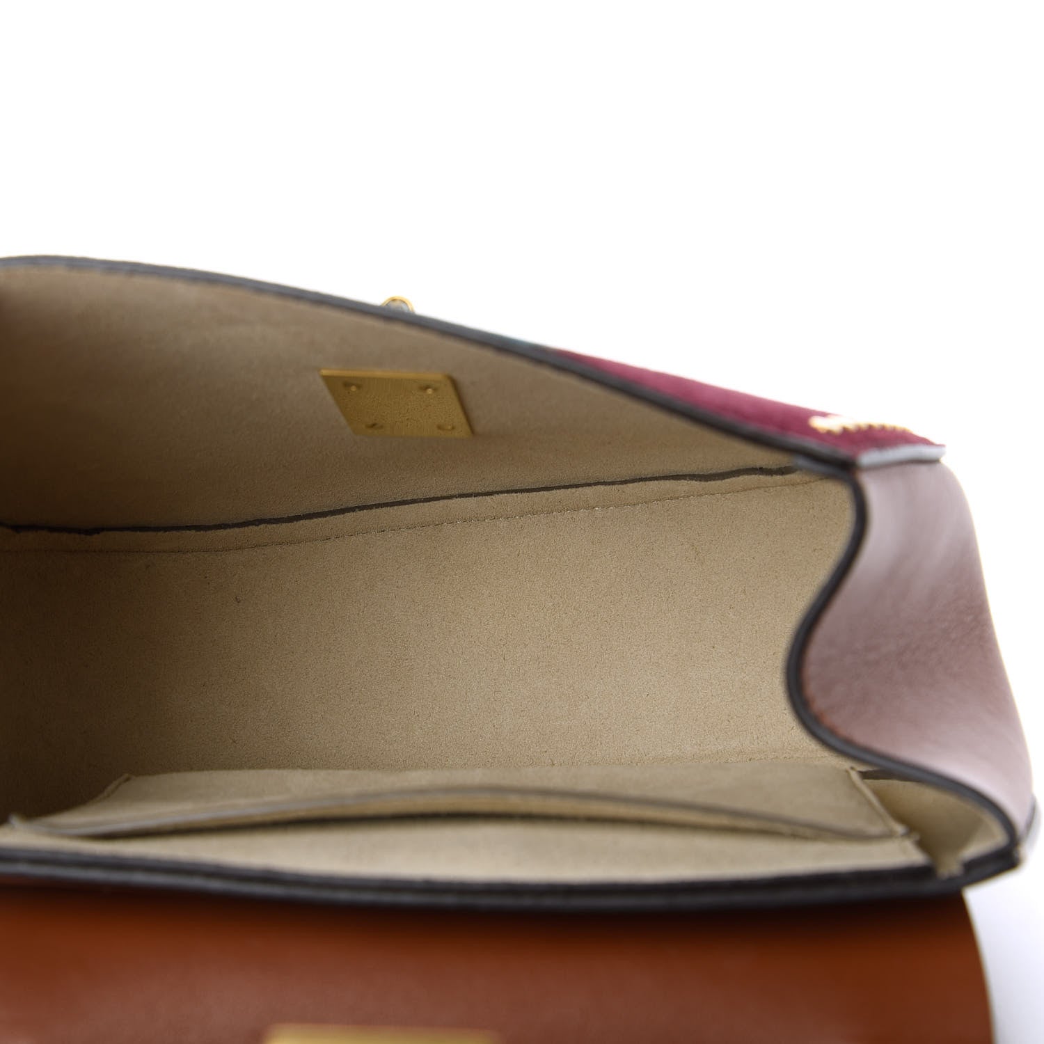 Chloe Suede Calfskin Striped Patchwork Studded Drew Shoulder Bag Caramel Multicolor 5 of 9
