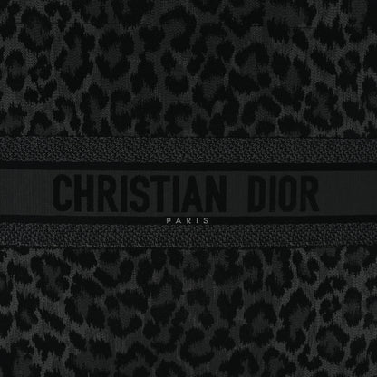Christian Dior Canvas Mizza Embroidered Large Leopard Book Tote Grey 8 of 11