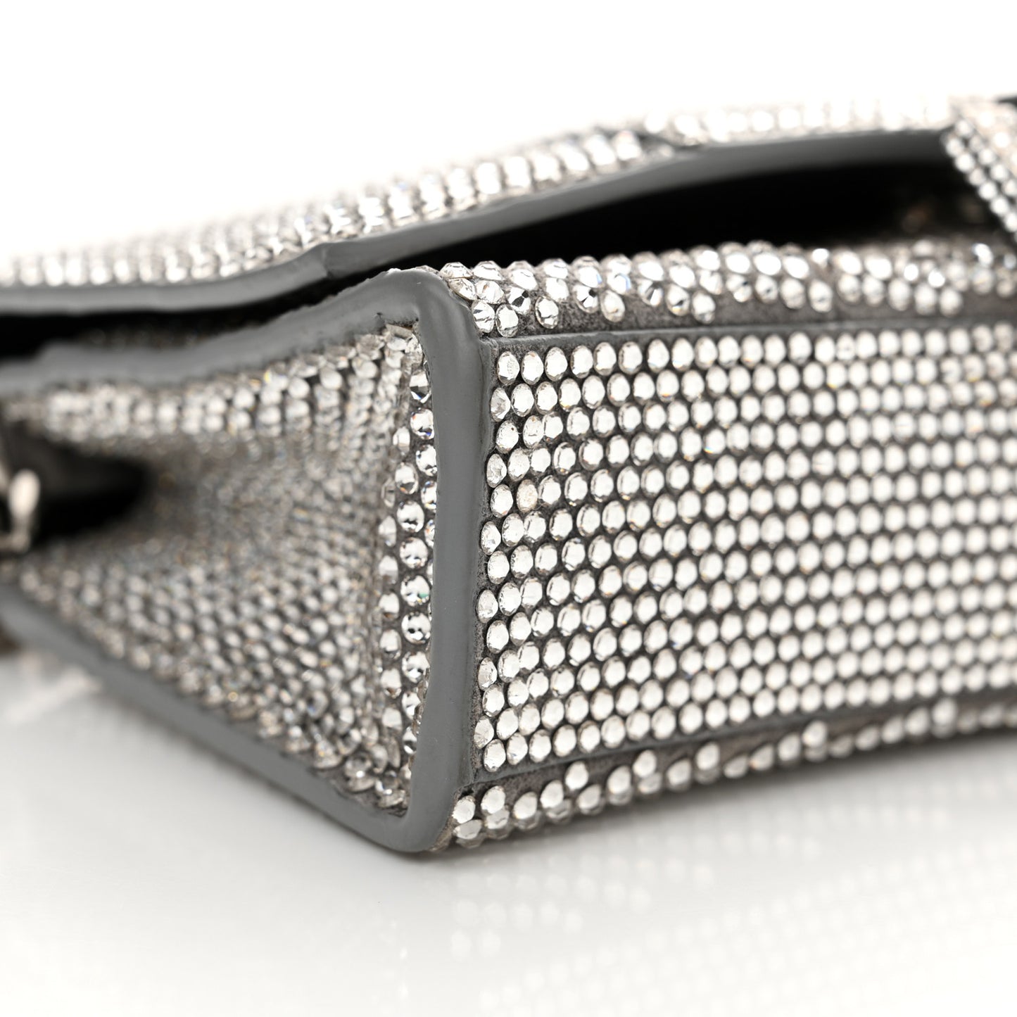 Strass Suede Hourglass Chain Bag Smoke Grey Crystal