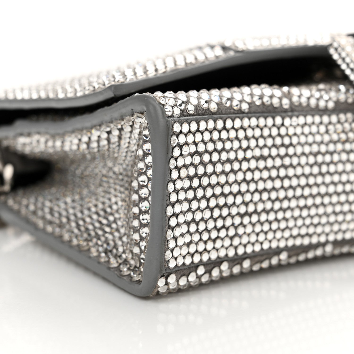 Balenciaga Strass Suede Hourglass Chain Bag Smoke Grey Crystal 8 of 11