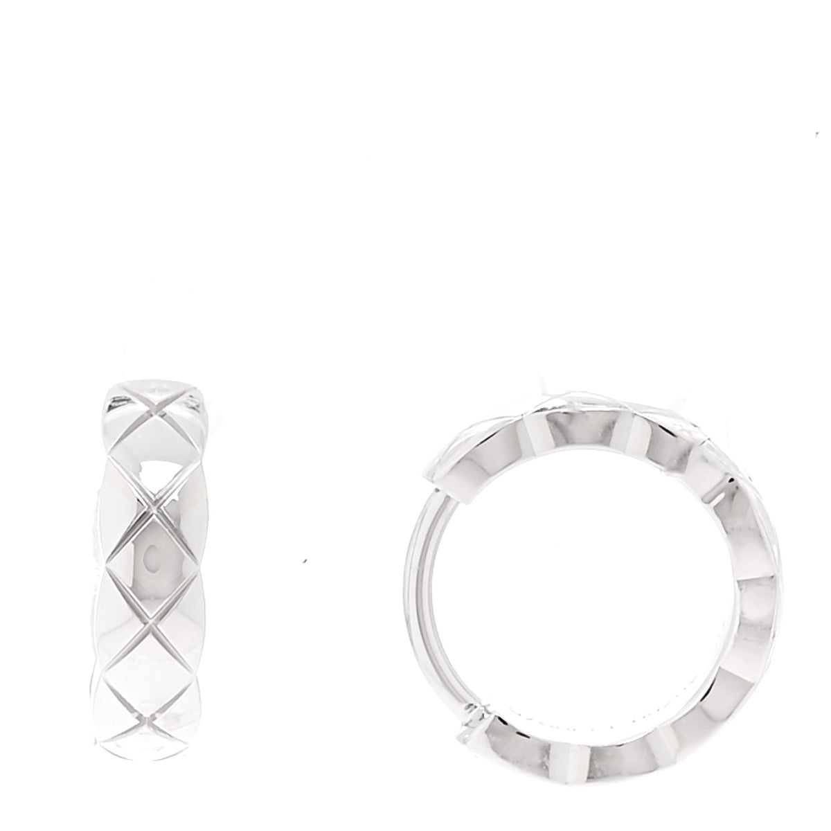 Chanel 18K White Gold Coco Crush Mini Hoop Earrings 1 of 5