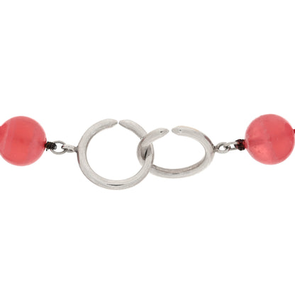 Tiffany Sterling Silver Rhodochrosite 10mm Paloma Picasso Bead Necklace 4 of 5