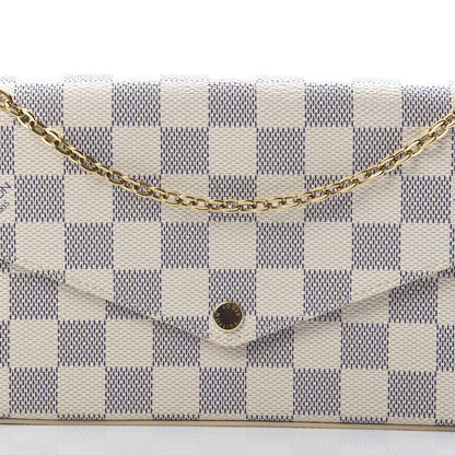 Louis Vuitton Damier Azur Pochette Felicie Chain Wallet Rose Ballerine 11 of 14