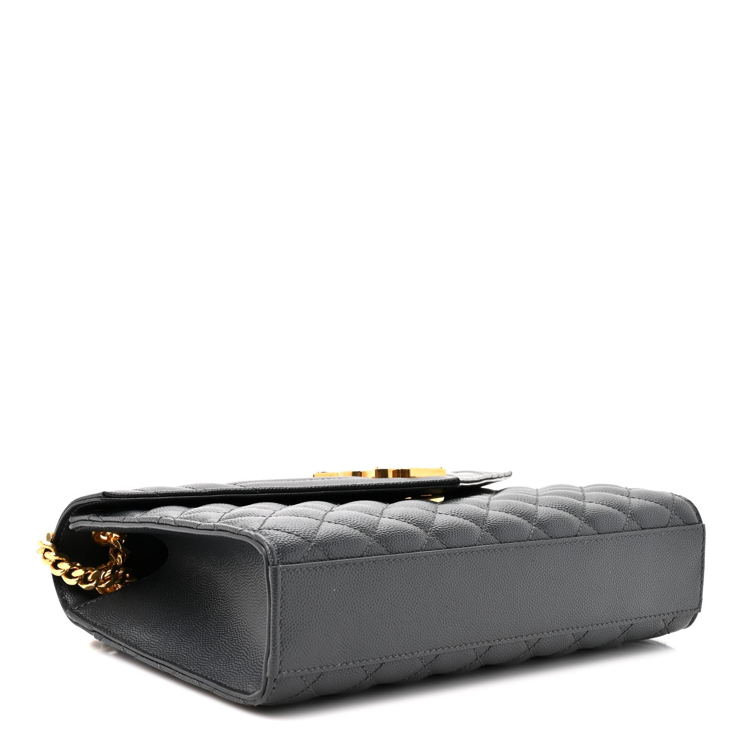 Saint Laurent Grain De Poudre Textured Mixed Matelasse Triquilt Medium Monogram Satchel Dark Smog 3 of 9