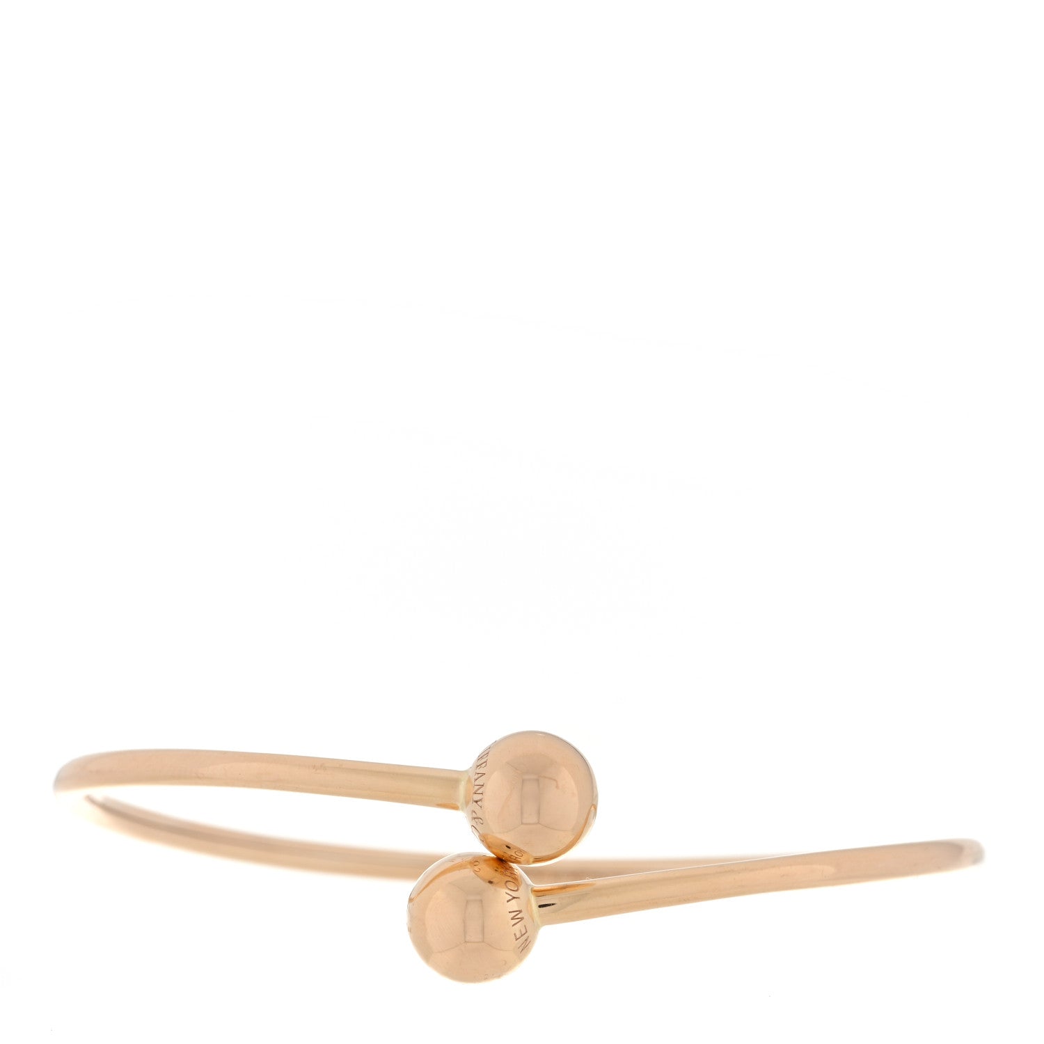 Tiffany 18K Rose Gold 8mm HardWear Ball Bypass Bracelet 1 of 3