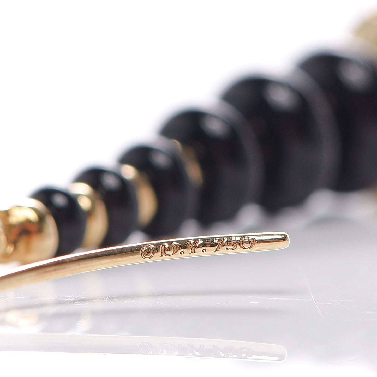 18K Yellow Gold Black Onyx Rio Rondelle Drop Earrings