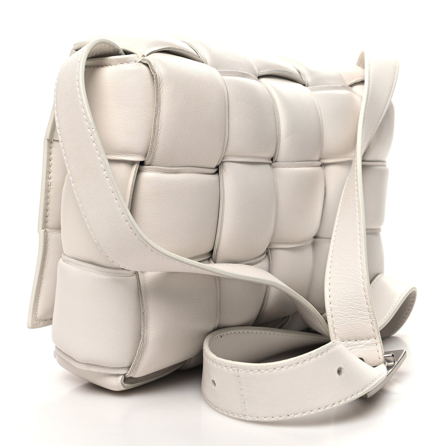 Nappa Maxi Intreccio Padded Cassette Crossbody Bag Chalk