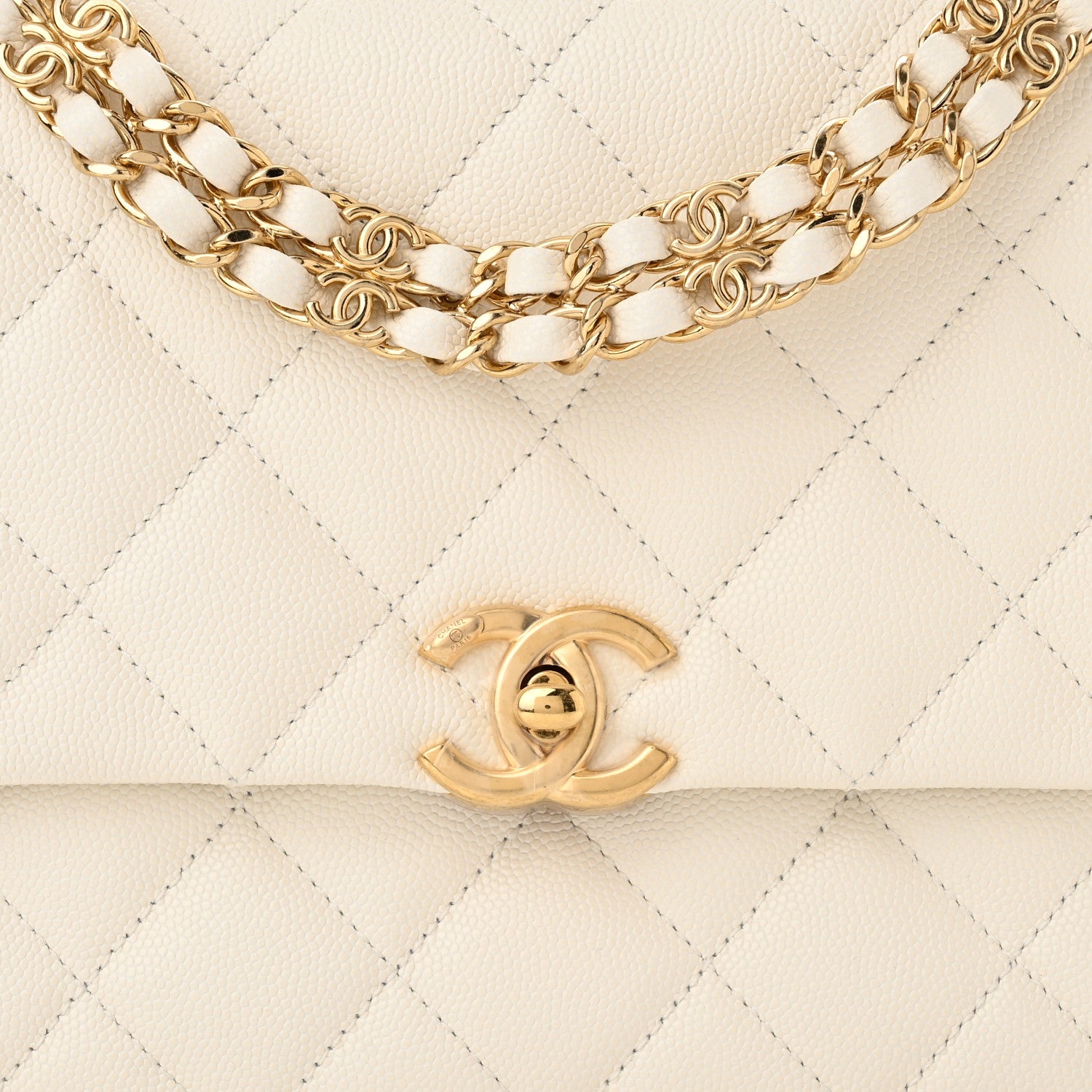 Chanel Caviar Quilted Coco First Flap White 7 of 10