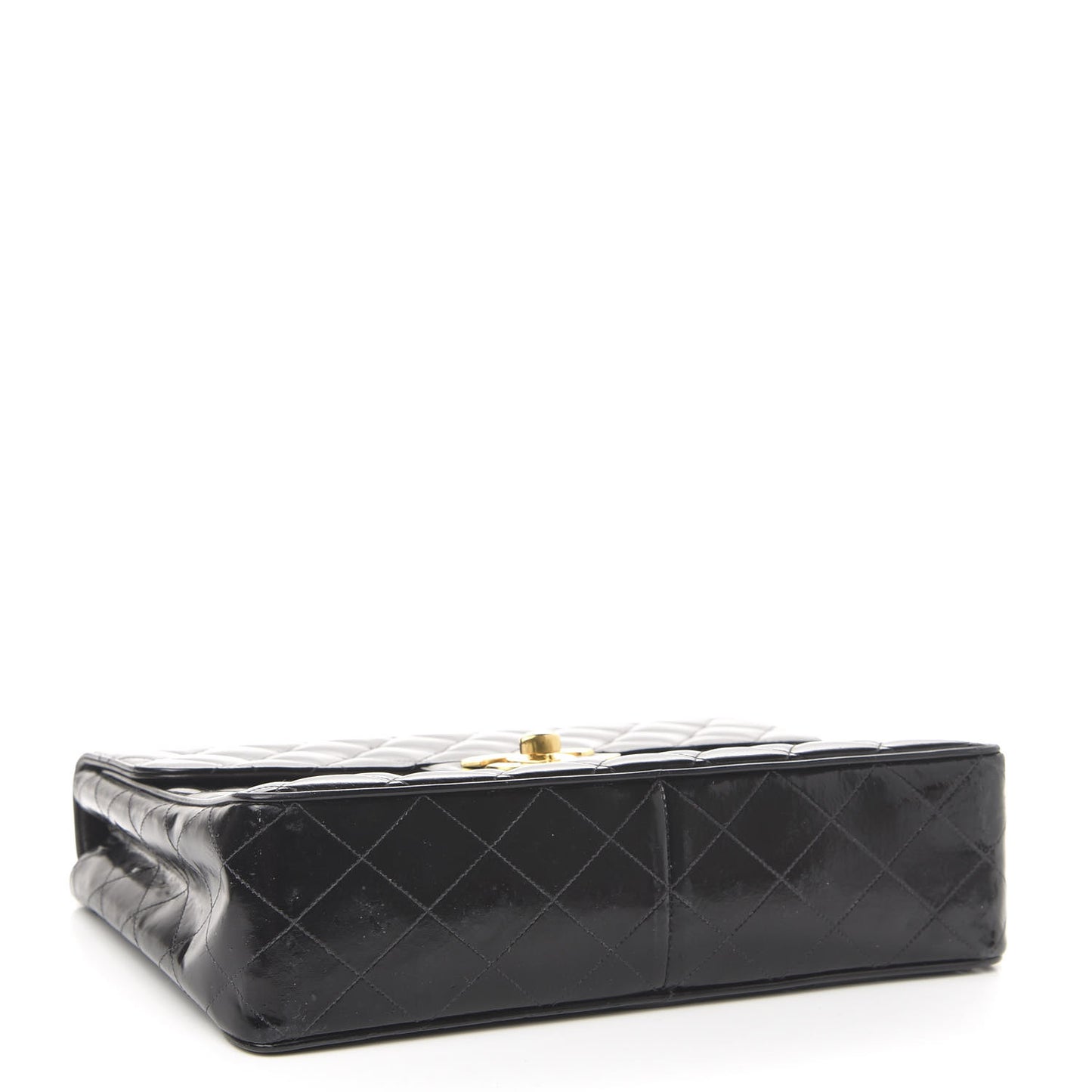 Patent Quilted XL Jumbo Single Flap Black