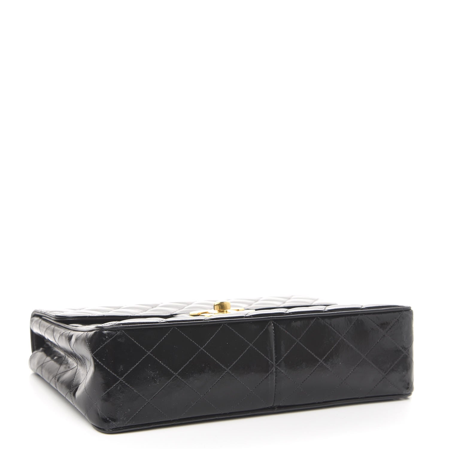 Chanel Patent Quilted XL Jumbo Single Flap Black 4 of 11