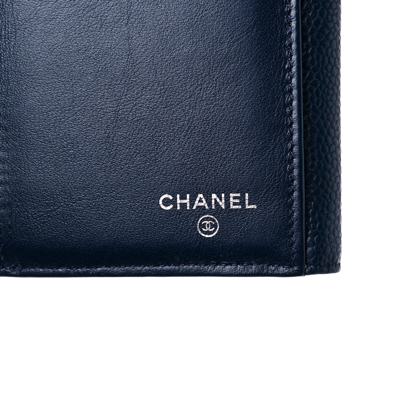 Caviar Timeless CC French Long Wallet Navy Blue