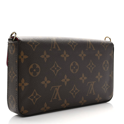 Louis Vuitton Monogram Pochette Felicie Chain Wallet Fuchsia 2 of 8