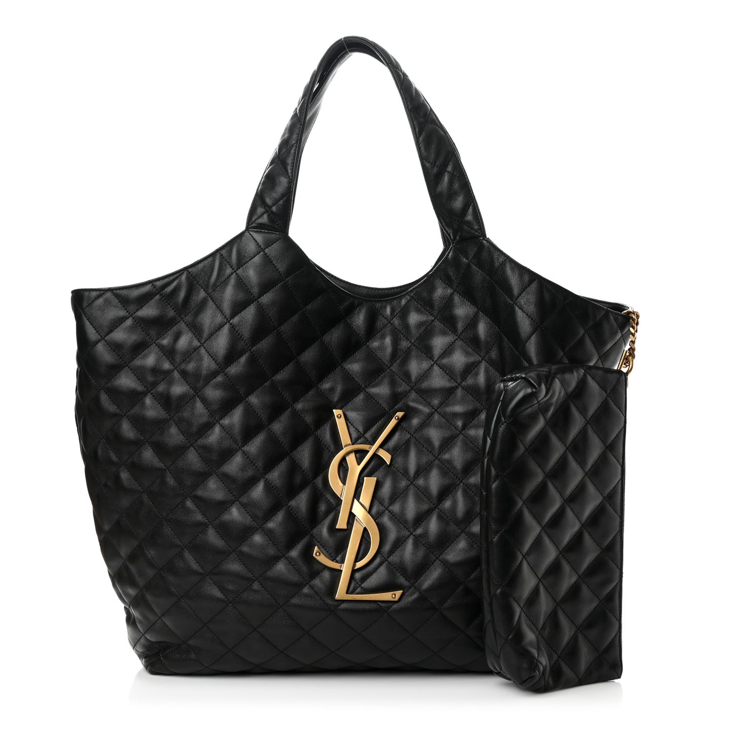 Lambskin Quilted Maxi Icare Shopping Tote Black