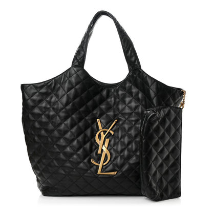 Saint Laurent Lambskin Quilted Maxi Icare Shopping Tote Black 1 of 12