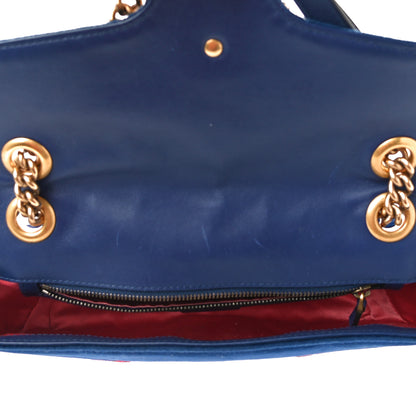 Gucci Velvet Matelasse Deer Embroidered Small GG Marmont Shoulder Bag Cobalt 5 of 13