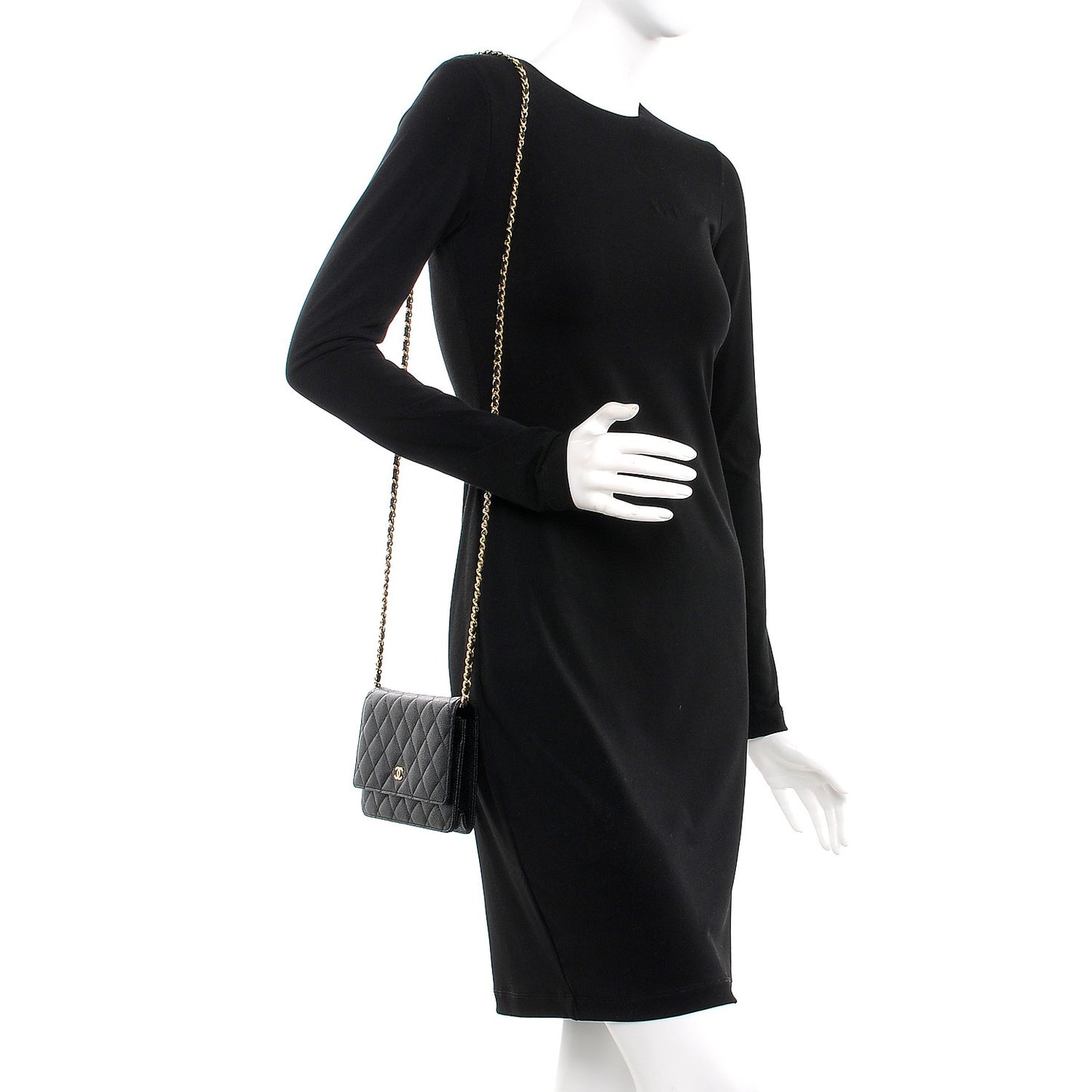 Caviar Quilted Wallet On Chain WOC Black