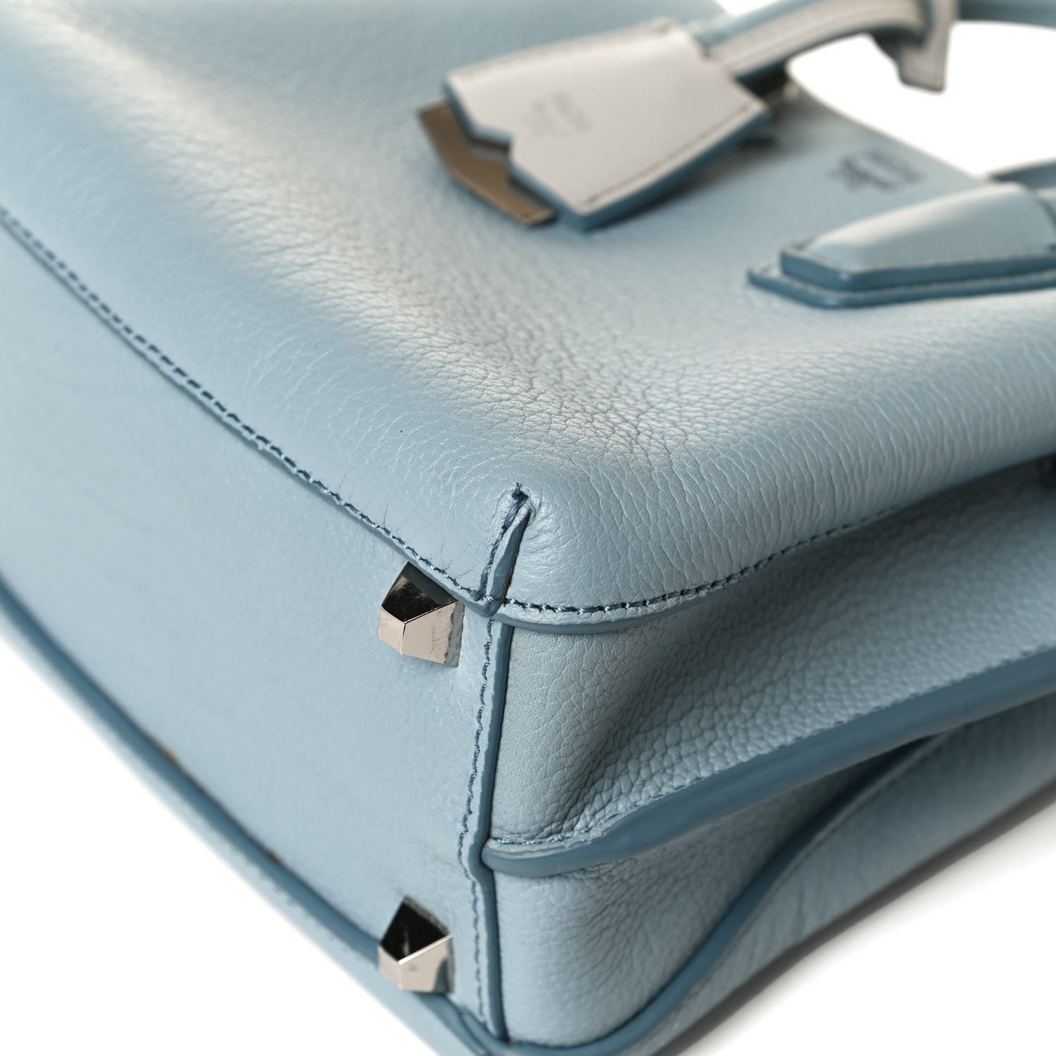 MCM Grained Calfskin Mini Milla Tote Sky Blue 11 of 13