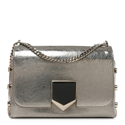 Jimmy Choo Smooth Calfskin Lockett Petite Shoulder Bag Vintage Silver 1 of 9