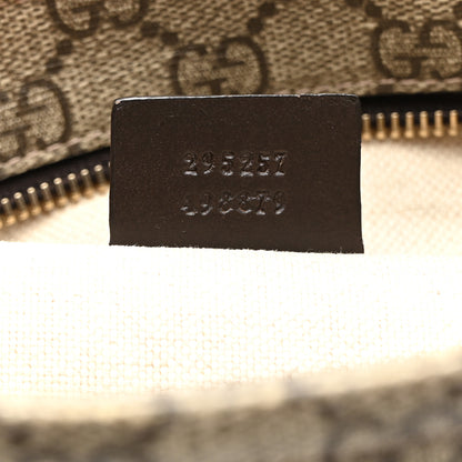 Gucci GG Supreme Monogram Selleria Calfskin Small Flat Side Zip Messenger Bag Beige Ebony Cocoa Dark Chocolate 7 of 12
