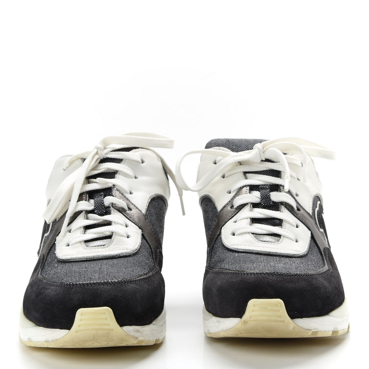 Denim Suede Calfskin CC Sneakers 40 Grey