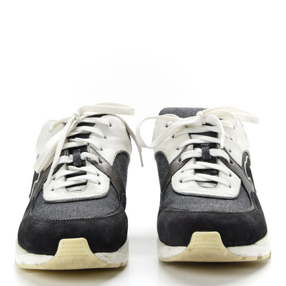 Chanel Denim Suede Calfskin CC Sneakers 40 Grey 2 of 9