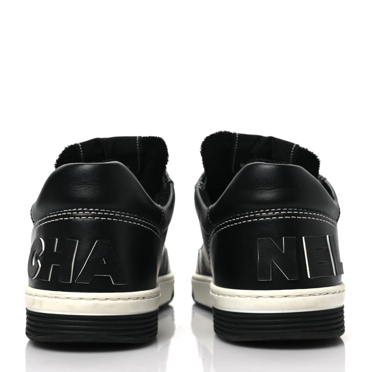 Calfskin Womens Logo Sneakers 40 Black White