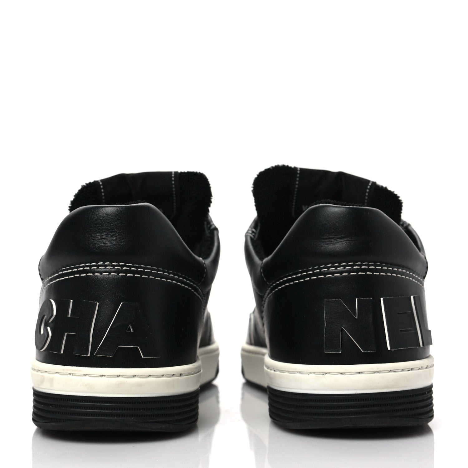 Chanel Calfskin Womens Logo Sneakers 40 Black White 5 of 9