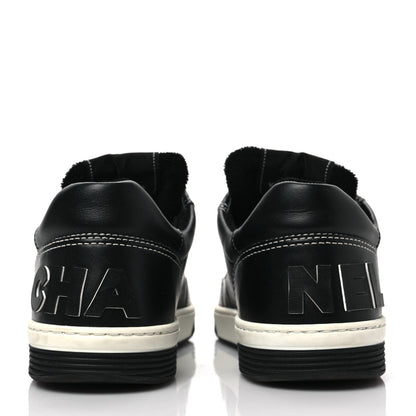 Chanel Calfskin Womens Logo Sneakers 40 Black White 5 of 9