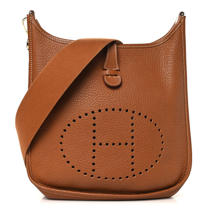 Hermes Taurillon Clemence Evelyne II PM Gold 1 of 11