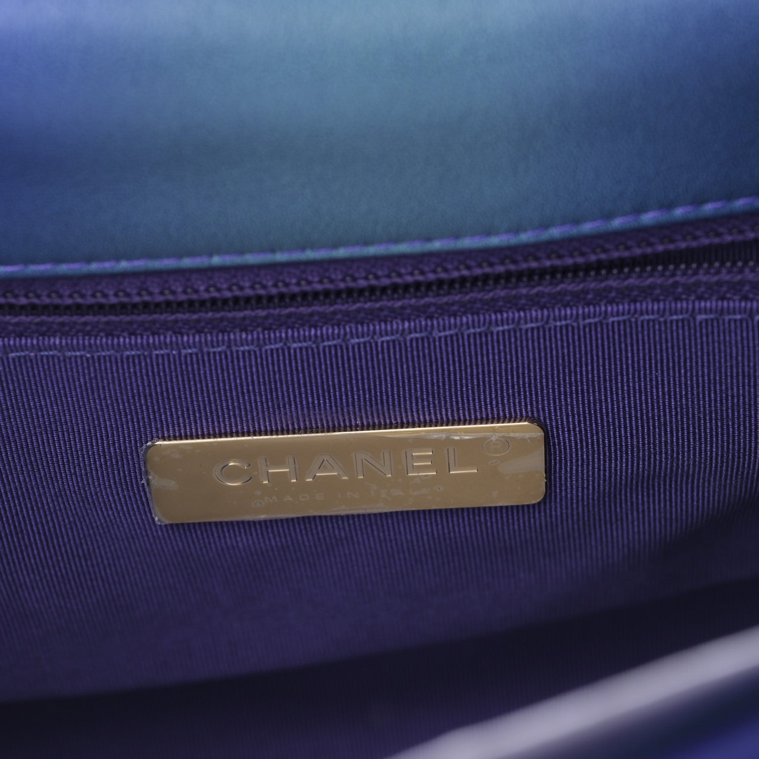 Chanel Tie Dye Calfskin Quilted Medium Chanel 19 Flap Blue Purple 6 of 9