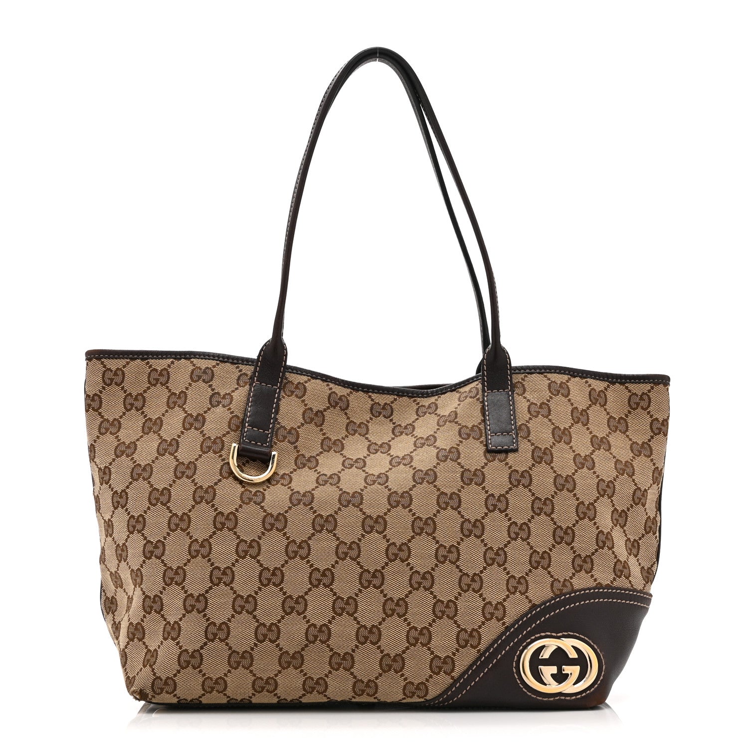 Gucci Monogram Medium New Britt Tote Brown 1 of 15