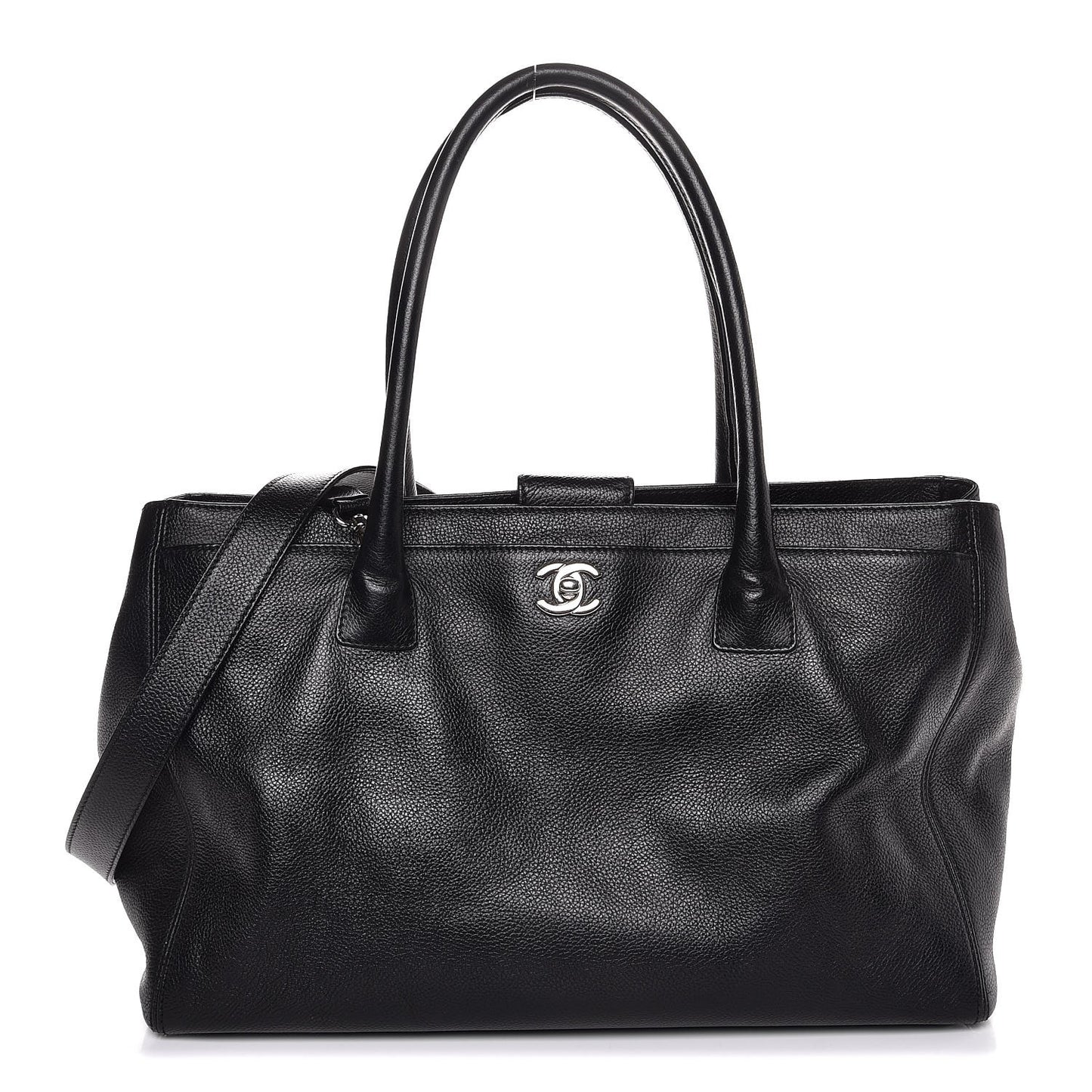 Calfskin Cerf Executive Shopper Tote Black