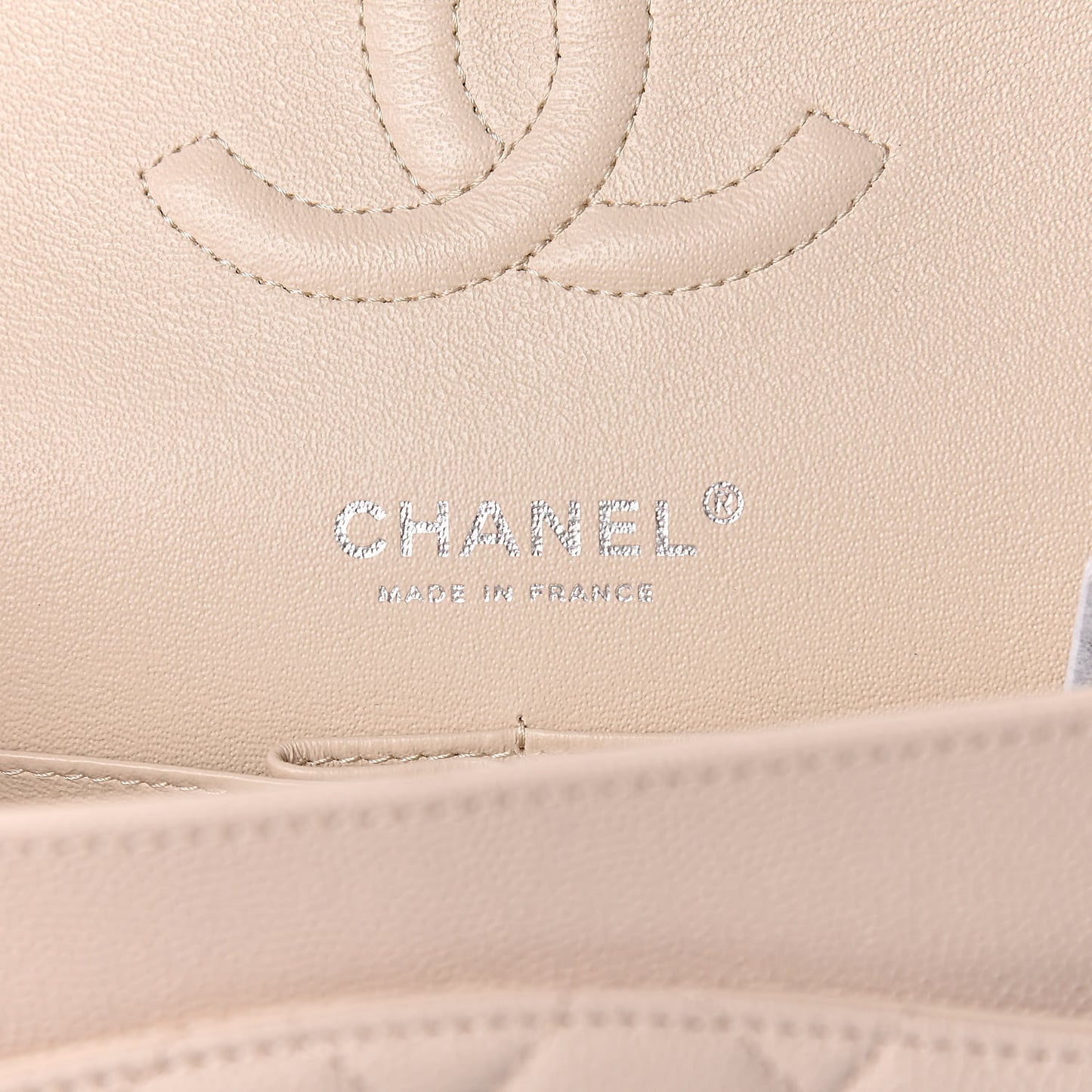 Caviar Quilted Medium Double Flap Light Beige