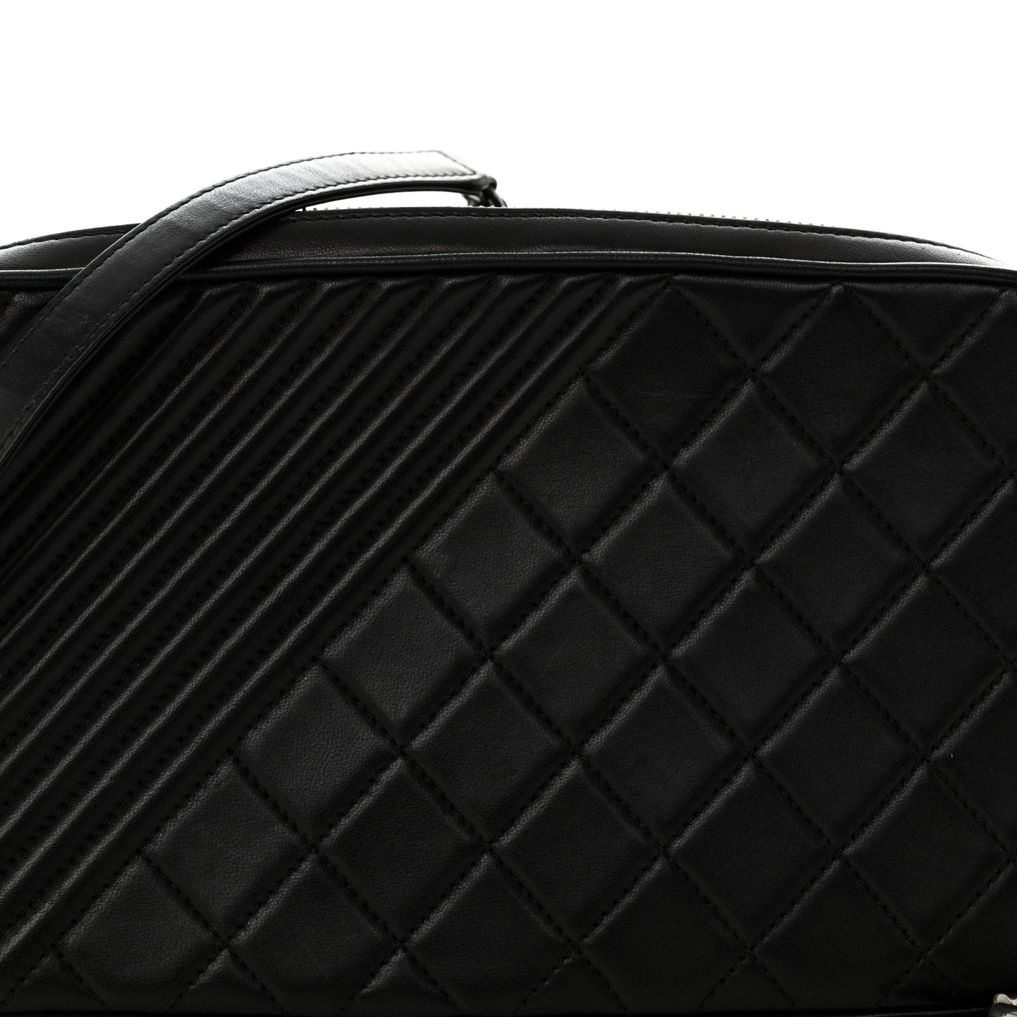 Lambskin Quilted Large Coco Boy Camera Bag Black
