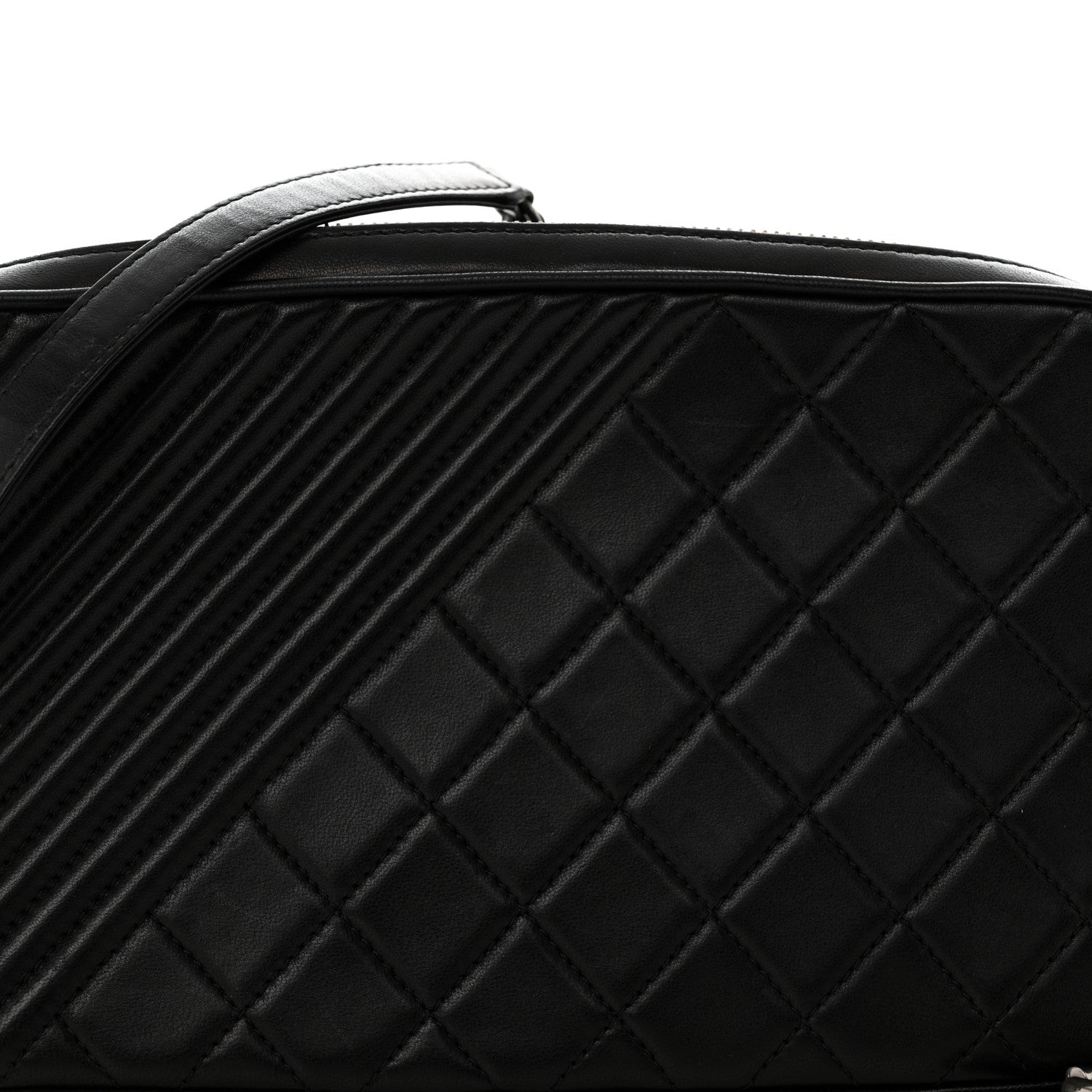 Chanel Lambskin Quilted Large Coco Boy Camera Bag Black 9 of 12