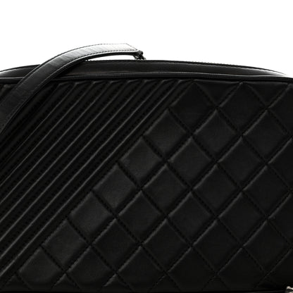 Chanel Lambskin Quilted Large Coco Boy Camera Bag Black 9 of 12