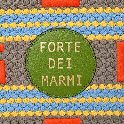 Gucci Fabric Embroidered Square G Forte Dei Marmi Striped Tote Bag Green Yellow 13 of 13