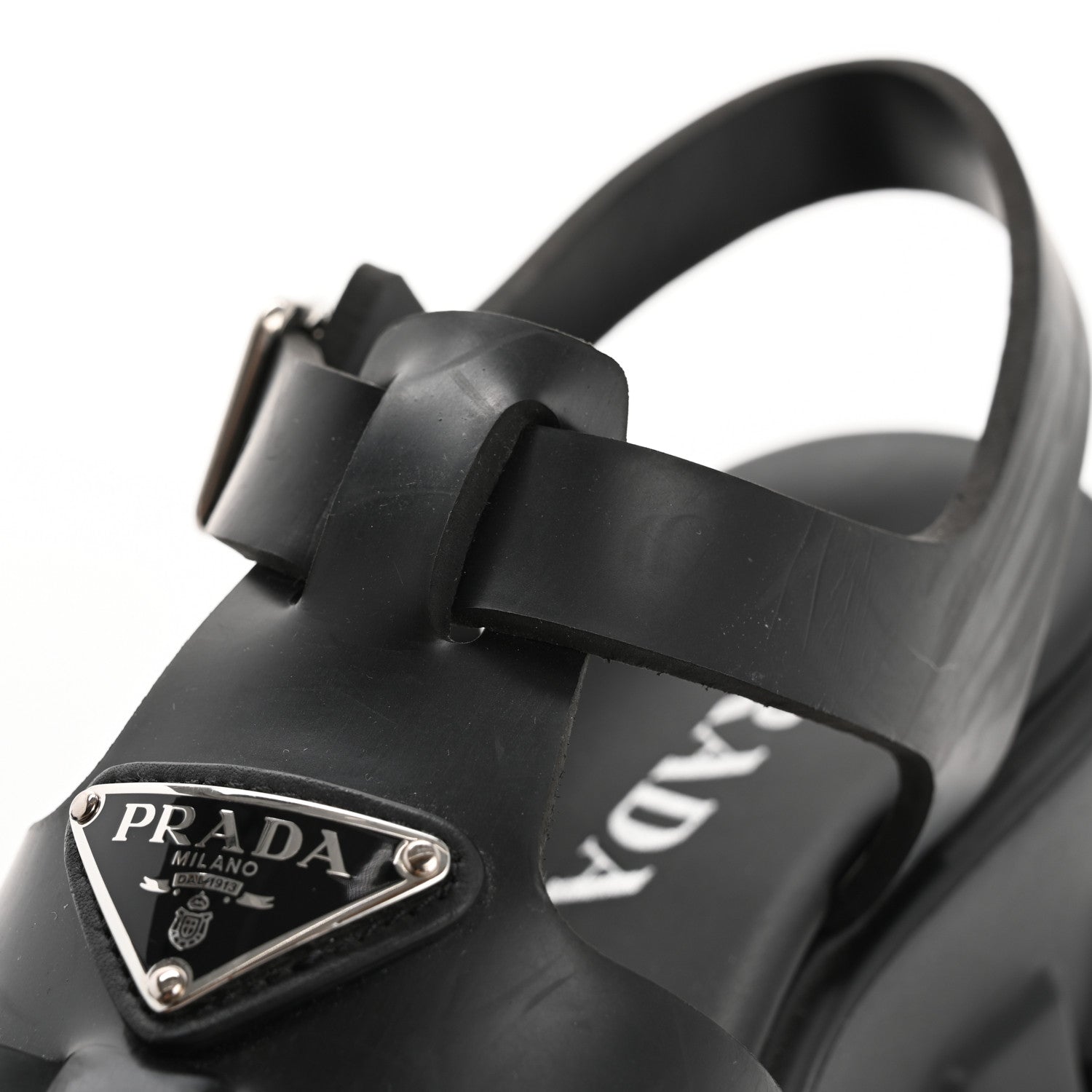 Prada Foam Rubber Triangle Logo Monolith 55mm Cage Sandals 38 Black 13 of 15