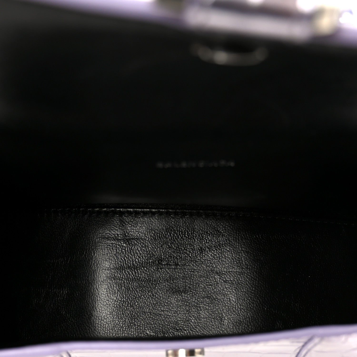 Balenciaga Metallic Calfskin Crocodile Embossed Hourglass Top Handle Bag XS Lilac 5 of 11