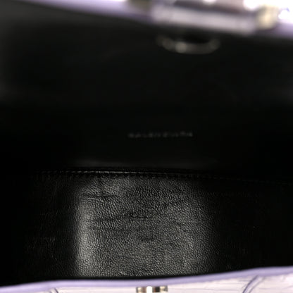 Balenciaga Metallic Calfskin Crocodile Embossed Hourglass Top Handle Bag XS Lilac 5 of 11