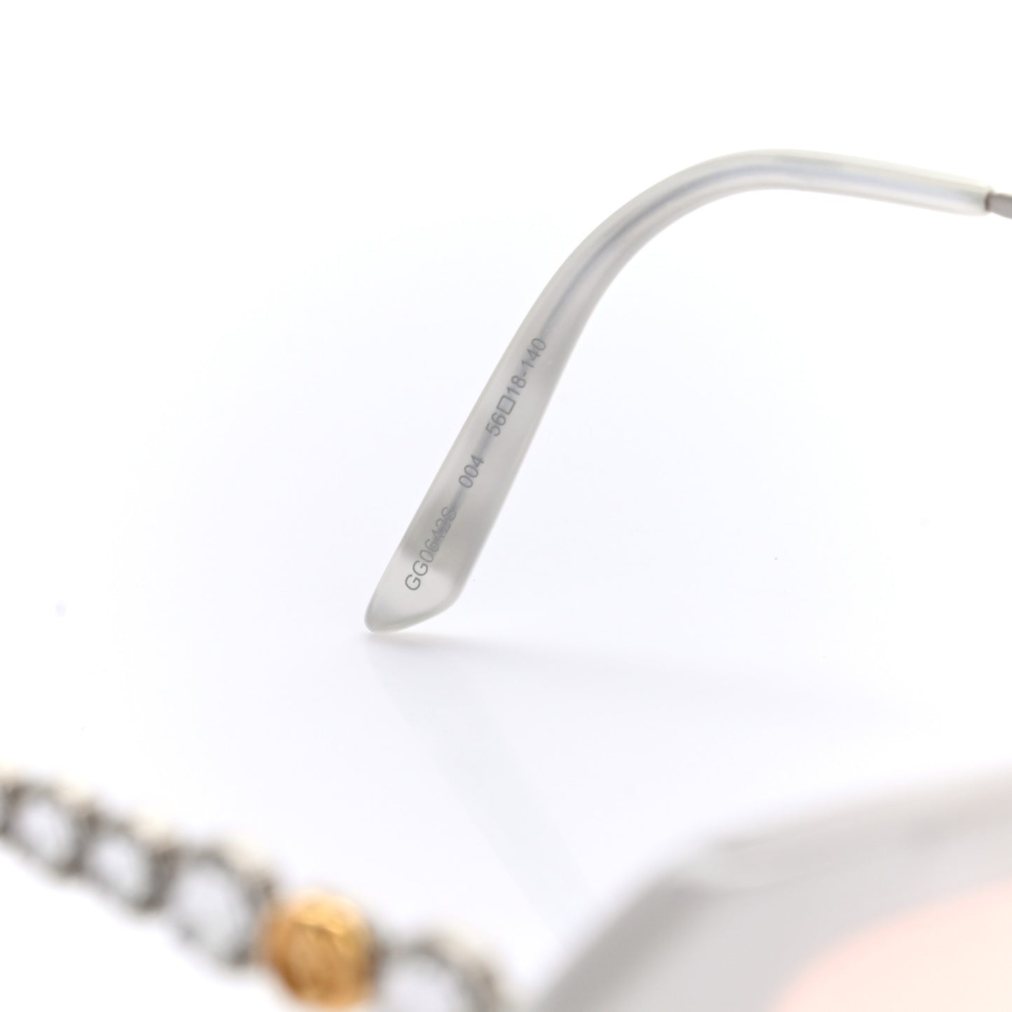 Acetate Crystal Embellished Rectangle Sunglasses GG0642S White