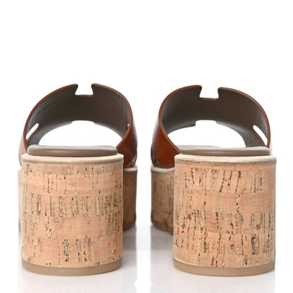 Hermes Calfskin Cork Eze 30 Sandals 38 Marron Glaise 5 of 8