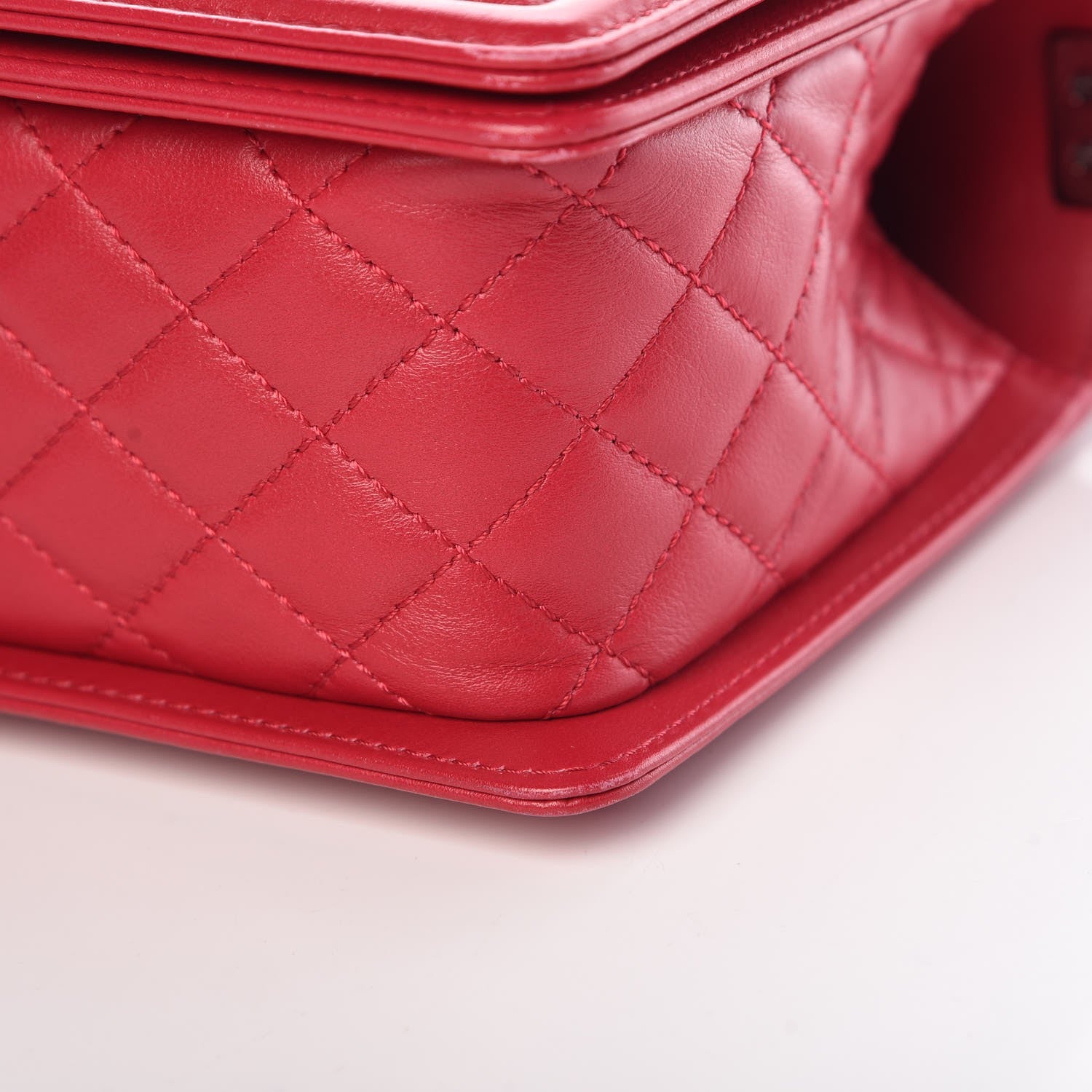 Chanel Lambskin Chevron Quilted Medium Boy Flap Dark Pink 12 of 13